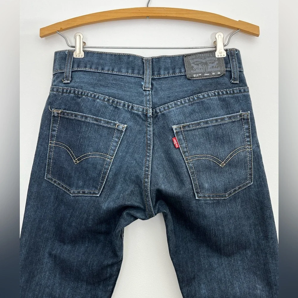 Levi’s 511 Slim Fit Jeans Youth Boys Size 16 28x28 Dark Wash Denim EUC Modern